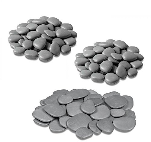 Teraplast - Dekorative Steine für Vasen, Garten und Aquarium aus recyceltem Kunststoff - 3 Packungen, Farbe grau