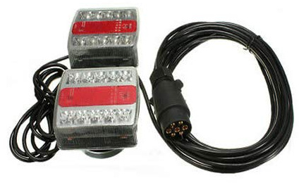 Explora® EMLTL75M Magnetic Trailer Lights Rear Towing Combination Cluster LED Light Board Lamp Kit Caravan Horsebox - 7-Pin Plug With 7.5 Metre Cable Lead Wire