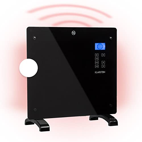 Klarstein Radiateur Electrique Mobile, Chauffage Electrique Mural 1000W à Faible Consommation d'Energie pour Maison, Salle de Bain, Convecteur, Radiateurs Electriques Silencieux, Thermostat
