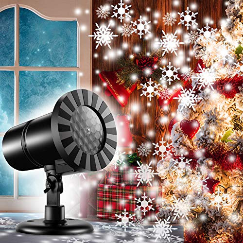 ele ELEOPTION Weihnachtsdeko Licht LED Schneeflocke Projektor Wasserdicht Weihnachtsprojektor Außen Beleuchtung für Weihnachten Neujahr Halloween Urlaub Party Garten Hochzeit Dekorationen