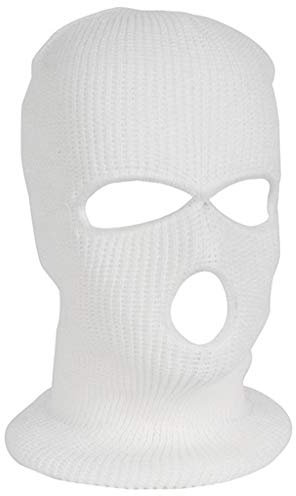 LINONI Halloween 3-Loch gestrickte Vollgesichtsabdeckung Winter Warm Neon Sturmhaube Maskenhut, Weiß Phoenix Kriegerhut, Weiß
