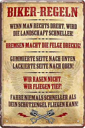 schilderkreis24 Blechschilder Kollektion 20x30cm – Lustige & kraftvolle Motorradsprüche: Deko für Biker und Geschenkideen für Motorradfans (Biker-Regeln, Wenn Man rechts dreht)