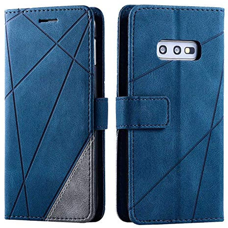SONWO Hülle für Samsung Galaxy S10e, Premium Leder PU Handyhülle Flip Case Wallet Silikon Bumper Schutzhülle Klapphülle für Galaxy S10e, Blau