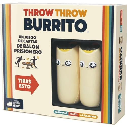 Exploding Kittens | Throw Throw Burrito | Juego para Fiestas de Balón Prisionero para Todas las Edades | A Partir de 7 Años | De 2 a 6 Jugadores | 15 Minutos por Partida | Español