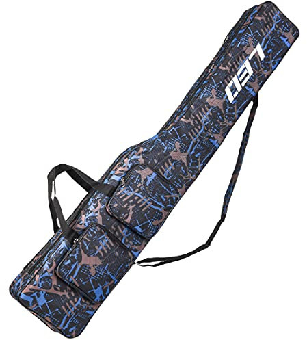 LEOFISHING Fishing Tackle Storage Bag 130cm/4.27ft Portable Fishing Rod Reel Organizer Fishing Pole Gear Tool Cases Carrier Two Layer Durable Oxford Large Capacity Travel Fishing Cover Bag