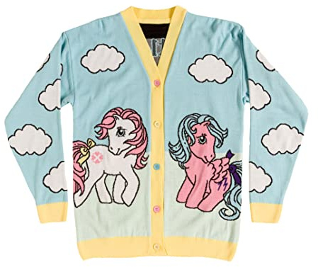 TruffleShuffle Retro My Little Pony Oversized Cardigan Off-White | Perfect for 80s Movie Fans