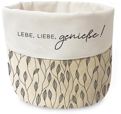 Grafik-Werkstatt Stoffkörbchen aus 100% Baumwolle | Brotkorb | Utensilo | Lebe, Liebe, Genieße