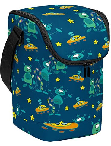 Leichte, große Lunch-Tasche, Nachtsterne und Aliens, UFO-Muster, wiederverwendbare Lunchbox für Damen und Herren