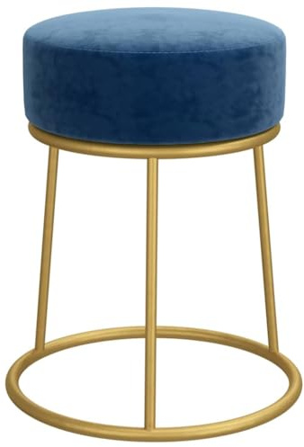 vidaXL Hocker Rund Sitzhocker Polsterhocker Fußhocker Rundhocker Sitzpouf Pouf Puff Sitzpuff Ottomane Schemel für Wohnzimmer Flur Blau Samt