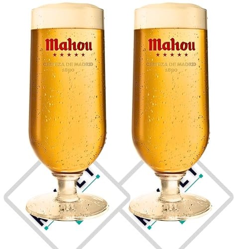 Roxley Mahou Lot de 2 verres à bière 56 cl Également livrés avec des sous-verres de marque