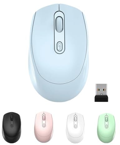 ONE-UP Mouse wireless, 2,4 G, silenzioso, mouse per computer con ricevitore nano USB per laptop, Chromebook, PC, Mac, Windows e lavoro scolastico (blu)
