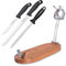 PracticDomus Soporte Jamonero Profesional Plegable y Cabezal Giratorio de Acero con Cuchillos y Chaira (Madera)