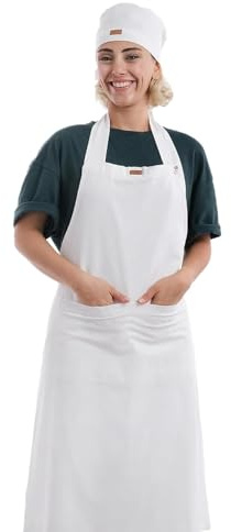 EOC Evolution of Cotton Canvas Kochschürze mit Mütze – 100% Baumwolle, OEKO-TEX zertifiziert, verstellbar, mit Tasche – Unisex Küchenschürze für Café, Gastronomie, Bar, Zuhause