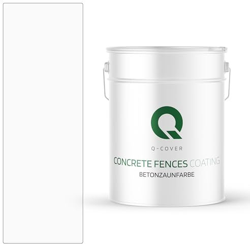 Q-COVER Betonzaunfarbe | 10L | Weiß | Silikon Farbe | Außen | Betonfarbe | Hydrophobe Farbe | Acrylat Dispersion | Betonzäune | Betonelemente