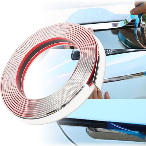 Chrom Zierleiste Selbstklebend Auto - 15mm x 6m Zierleisten Selbstklebend Universal, Chromleiste Selbstklebend für Auto Karosserie Fenster Außen Dekoration