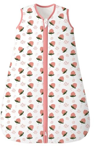 Unnivoll Schlafsack Baby Winter 2,5 Tog Baby Schlafsack 0-6 Monate Baumwolle Babyschlafsack Neugeborene Winterschlafsack Baby Warm und Weich 67 cm für Jungen Mädchen Erdbeere