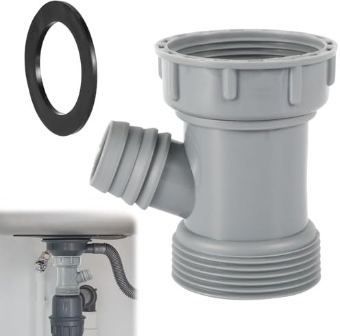 Adattatore per Tubo di Scarico del Lavandino, Connettore di Scarico del Lavandino a Forma di Y con Guarnizioni Adattatore per Tubo DI Scarico del Lavandino Ramificato per Lavastoviglie (Grigio)
