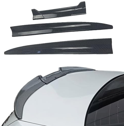 YPSQQHD Kompatibel für BMW 5 Series E60 525Li Facelift 2007-2010, 3-teiliger Auto-Limousinen-Kofferraum-Aufklebespoiler, Heckflügel ABS-Zubehör Body Kit,Carbon Fiber Look