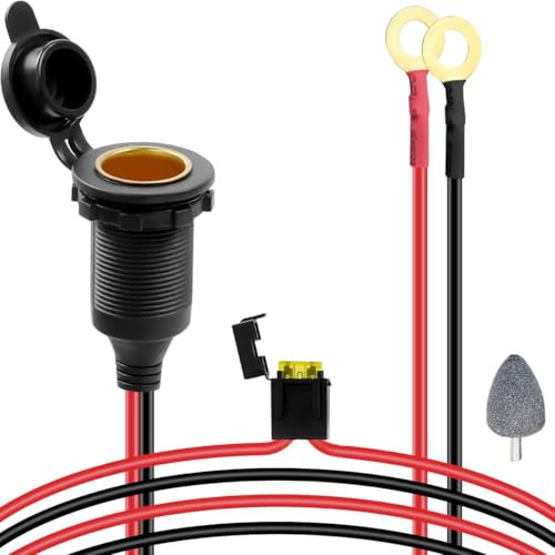 DAOKAI Prise Cigarette Fixe, Prise Allume-Cigarette Marine 12V/24V Etanche 20A Avec Câble de Connexion 16AWG 2M pour Voiture Camion Moto