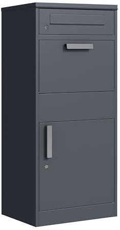 DEGAMO Paketbox Briefkasten BREMEN 50x38x112cm, Stahl anthrazit RAL 7016, stehend, wasserdicht