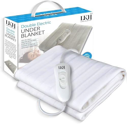 LKH Double Electric Blanket – Electric Underblanket with 3 Heat Settings, Detachable Controller, Fast Heat-Up & Overheat Protection | Perfect for Cold Winter Nights & Cozy Sleep