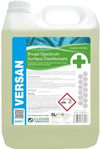 VERSAN Broad Spectrum Surface Disinfectant, 5L, Kills 99.99% of Bacteria, Viruses, Fungi, Spores Christeyns Clover (5 Ltr)