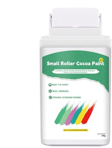 White Touch Up Paint - 100g Latex Water-Based Paint for Wall Repair, Includes Roller Brush, White Ceiling Paint for Walls, Touch Up Wall Painting Kit for Home and Office Use