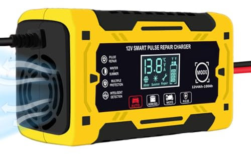 Fogukier Chargeur de Batterie de Voiture, Chargeur de Voiture 12 V 6 A - Chargeur Automobile Chargeur de Batterie 6A 12V,Trickle Float Chargeur de Voiture Portable pour Voiture, Camion Moto