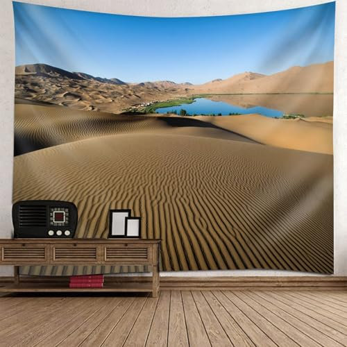 Bishilin Tapestry Wall Hanging 150x130, Wandbehang Wandteppich Landschaft Sandhügel und See Wandbehang Wandtuch für Schlafzimmer Wohnzimmer Kinderzimmer