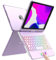 SZO Tastiera per iPad 9 Generazione 10.2 Custodia, Cover per iPad 9a/8a/7a Generazione, 360°Touchpad Flip Cover Rigida Custodia, Tastiera Bluetooth Wireless 7 Retroilluminazione, Auto Sleep/Wake,Viola