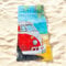 VW Bus T1 Strandtuch, Venice Beach Design, 75x150 cm, 100% Baumwolle, Rot-Weiß
