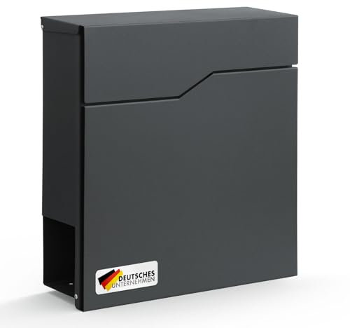 Floordirekt Moderner Briefkasten, mit Zeitungshalter, Deckel, abschließbar mit Zeitungsfach und großer Einwurfklappe, Jean Anthrazit