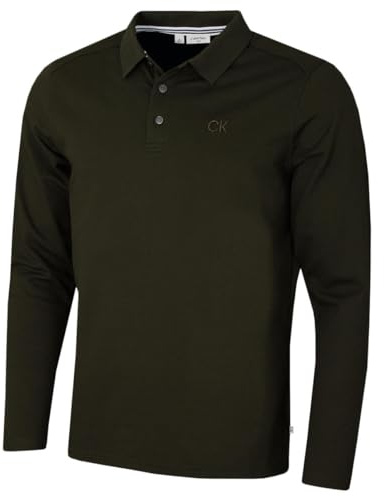 Calvin Klein Mens 2026 Long Sleeve Stretch Campus Golf Polo Shirt