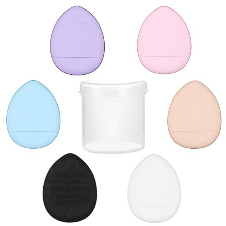 Finger Powder Puff, Finger Sponge Makeup Face Cosmetic Applicator Set om 6 | Vattendroppsformad makeuppulverpuff Återanvändbar pulverpuff för ansiktet