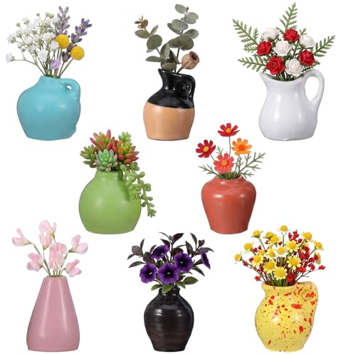 PEOVLVN 8 Pcs Mini Vase Magnets for Fridge Kitchen Office Accessories