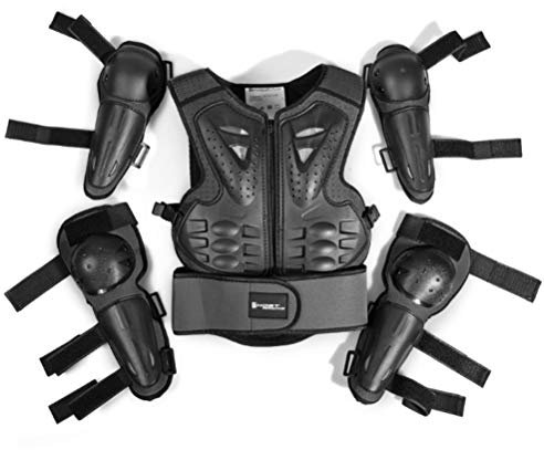 Traje de protección para niños de 5 a 13 años de edad, para motocross, ciclismo, esquí, patinaje sobre ruedas, negro