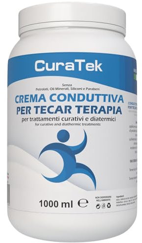 CURA FARMA CuraTek - Crema Conduttiva Tecar, Diatermia e Fisioterapia, 1L, Fluida e Idratante per Radiofrequenza - Crema Diatermica per Trattamento Capacitivo e Resistivo con Apparecchio Tecarterapia