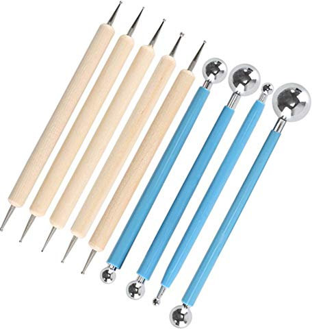 Punktierung Werkzeuge,9 Stück Ball Griffel Carving Werkzeug Ball Stylus Werkzeuge für die Keramik-Felsmalerei Carving Embossing Art