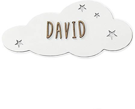 LolaPix Placa Puerta Infantil Personalizada con Nombre. Regalos de Madera Personalizados. Letrero de Madera Adhesivo para Habitación Niño/a Bebé. Placa Personalizada Nube