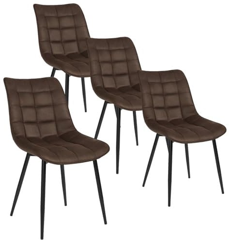 WOLTU Esszimmerstühle 4er Set Küchenstuhl Polsterstuhl Wohnzimmerstuhl Sessel mit Rückenlehne, Sitzfläche aus Stoffbezug, Metallbeine, Dunkelbraun BH247dbr-4