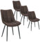 WOLTU Esszimmerstühle 4er Set Küchenstuhl Polsterstuhl Wohnzimmerstuhl Sessel mit Rückenlehne, Sitzfläche aus Stoffbezug, Metallbeine, Dunkelbraun BH247dbr-4