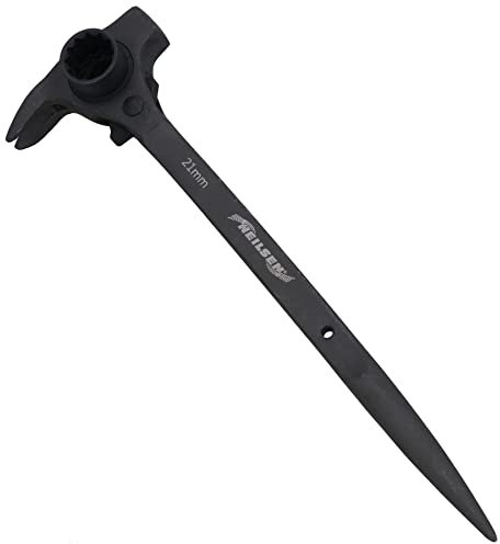 4 in 1 Scaffold Spanner Ratchet Podger Bi-Hex 17 & 21mm Claw Hammer Pry Bar