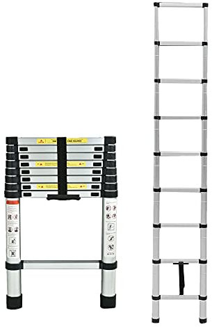 Scala Telescopica in Alluminio 2,6m Scala Estensibile e Versatile, Portante 9 Pioli Scala Retrattile,Scaletta Portatile Antiscivolo, Capacità 330 libbre / 150 kg
