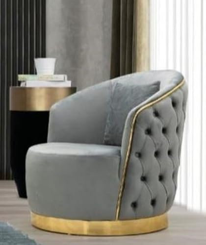 Casa Padrino Luxus Chesterfield Sessel Grau/Gold 90 x 95 x H. 75 cm - Moderner Wohnzimmer Sessel - Chesterfield Wohnzimmer Möbel