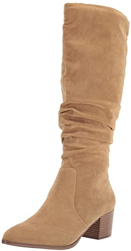 Amazon Essentials Stivali Alti Con Tacco A Blocco Donna, Tan, 37.5 EU