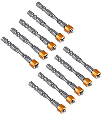 Telituny 10 Stück Trockenbau Bit, 65 mm Magnetisch Schnellwechsel Bithalter, PH2 Sechskantschaft Trockenbau Schrauben Aufsatz, Schraubtiefeneinstellung, für Akku-Schrauber und Hand-Bohrmaschinen