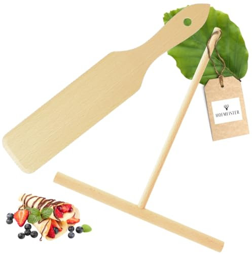 HOFMEISTER® Crepes-Set, 2-teilig, für das Zubereiten und Wenden von Crepes, Crepes-Wender und Crepes-Verteiler im Set, aus robustem und nachhaltigen Buchenholz, 32 cm