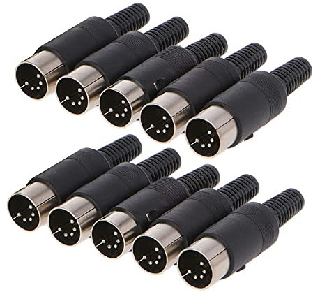 N+B 10 PZ Spina DIN a 5 Pin, Connettore Maschio Jack per Tastiera Controller Cavo Adattatore Connettore Spine Connettori Jack con Manico in Plastica Presa Prolunga Convertitore Spina Jack