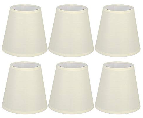 Alvinlite Kleiner Lampenschirm 6er-Set, Beige Lampenschirme aus Fassgewebe zum Aufstecken für Hängelampe Tischlampe Stehlampe, Cremefarbene Kronleuchterschirme im nordischen Kunstdekor