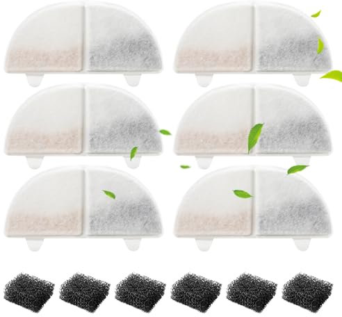 MyfatBOSS Katzenbrunnen Filter, 6+6 Stück Trinkbrunnen Filter für 68oz/2L Trinkbrunnen für Katze Hunde Ersatzfilter WF20 CF20